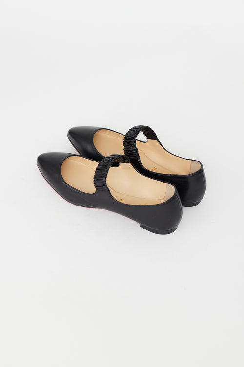 Christian Louboutin Black Leather Mary Jane Flat