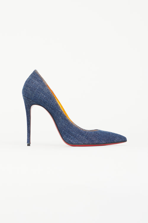 Christian Louboutin Blue Denim Kate 100mm Pump