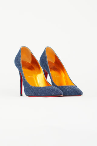 Christian Louboutin Blue Denim Kate 100mm Pump