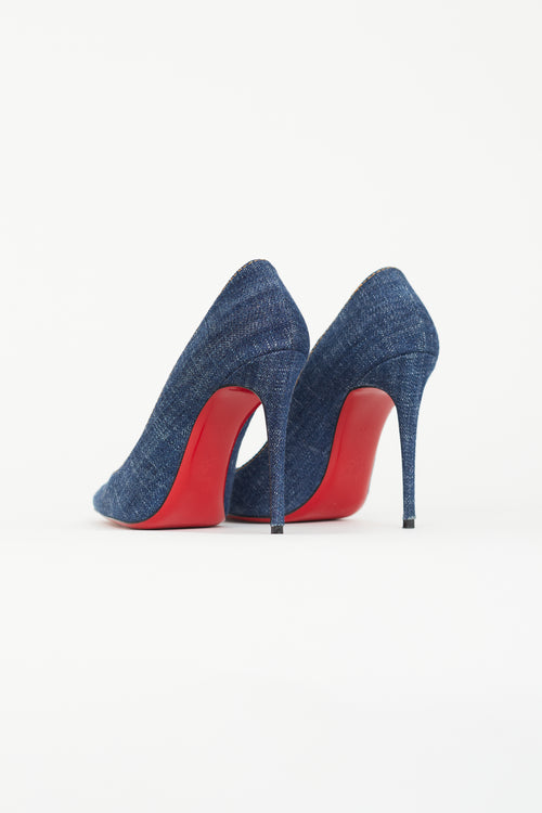 Christian Louboutin Blue Denim Kate 100mm Pump