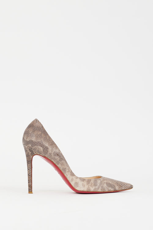 Christian Louboutin Grey Embossed Leather So Kate 100 Pump