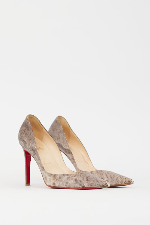 Christian Louboutin Grey Embossed Leather So Kate 100 Pump