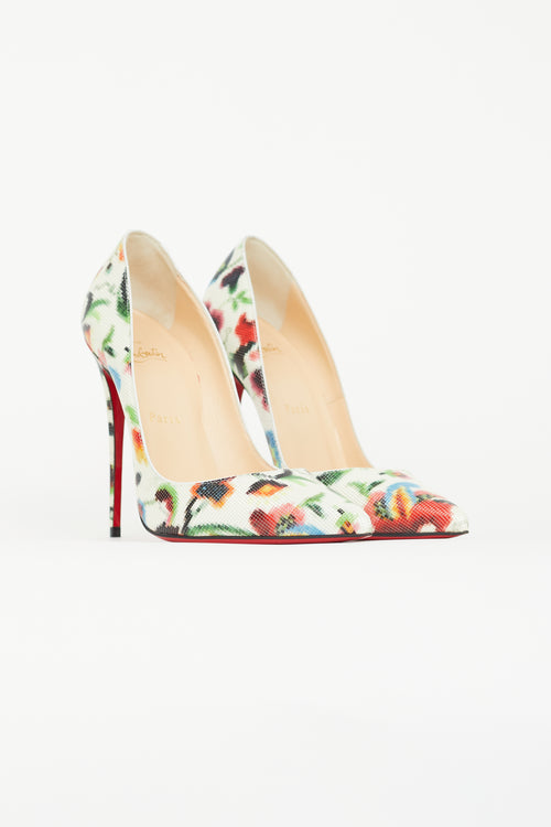 Christian Louboutin White 
Multi Kate Mosaique 120mm Pump