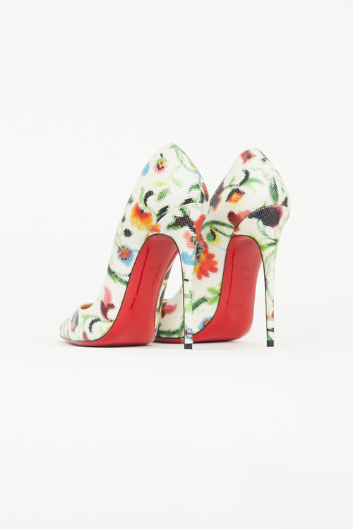 Christian Louboutin White 
Multi Kate Mosaique 120mm Pump