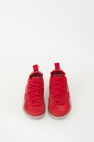 Christian Louboutin Red Suede Arpoador Low Sneaker