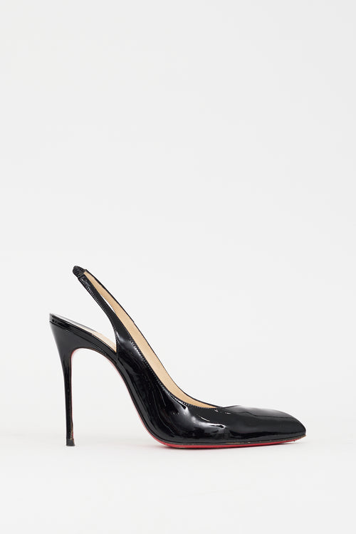 Christian Louboutin Black Patent Leather Fleuve 110 Slingback Pump