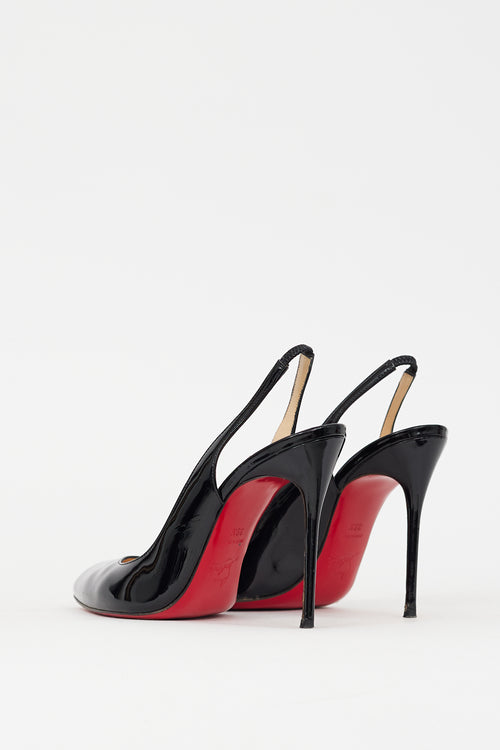 Christian Louboutin Black Patent Leather Fleuve 110 Slingback Pump