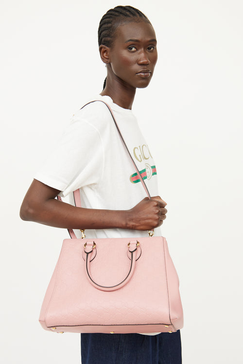 Gucci Pink Guccissima Top Handle Bag