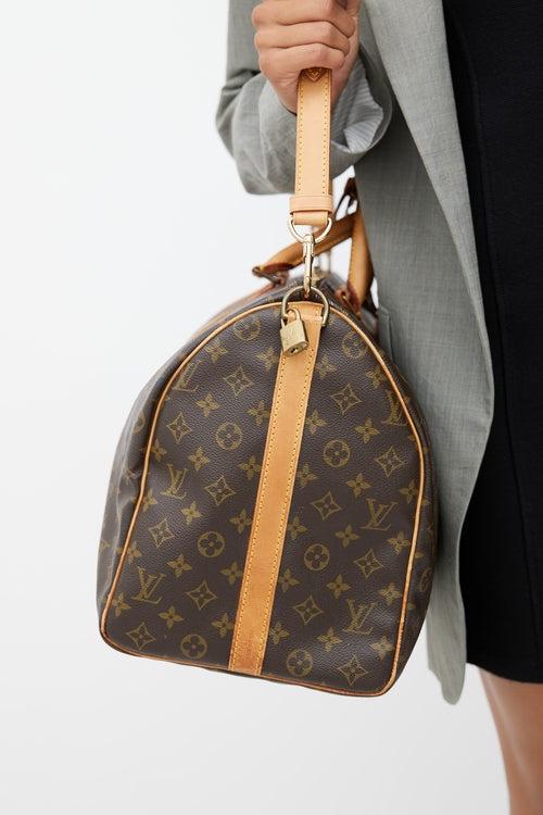 Louis Vuitton 1990 Brown Monogram Keepall Bandoulière 50 Duffle Bag