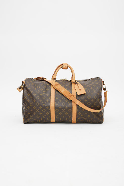 Louis Vuitton 1990 Brown Monogram Keepall Bandoulière 50 Duffle Bag