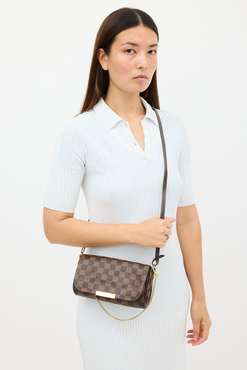 Louis Vuitton 2014 Brown Damier Ebene Favourite PM Bag