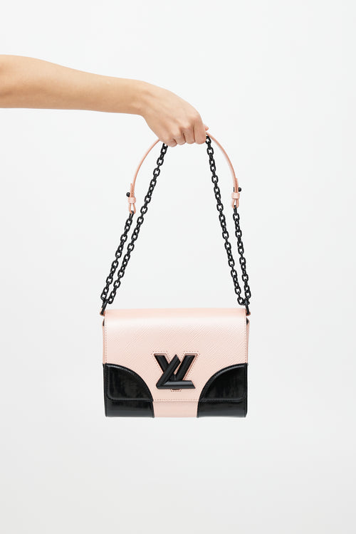 Louis Vuitton 2015 Pink Metallic 
Black Epi Leather Twist MM Bag