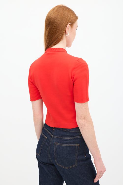 Louis Vuitton 2015 Red Mock Neck Zip Top