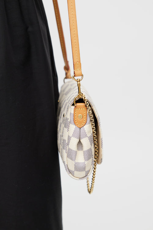 Louis Vuitton 2017 Cream Damier Azur Favorite PM Crossbody Bag