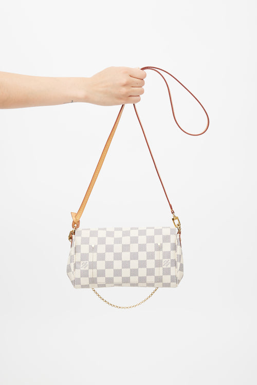 Louis Vuitton 2017 Cream Damier Azur Favorite PM Crossbody Bag