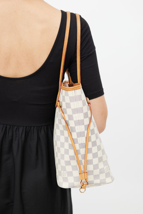 Louis Vuitton 2018 Cream Damier Azur Neverfull MM Tote Bag