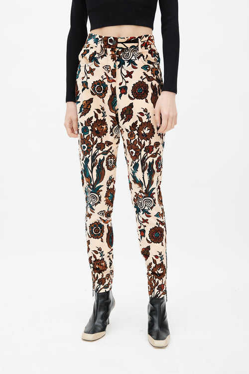 Louis Vuitton Fall 2014 Beige 
Multi Floral Velvet Trouser