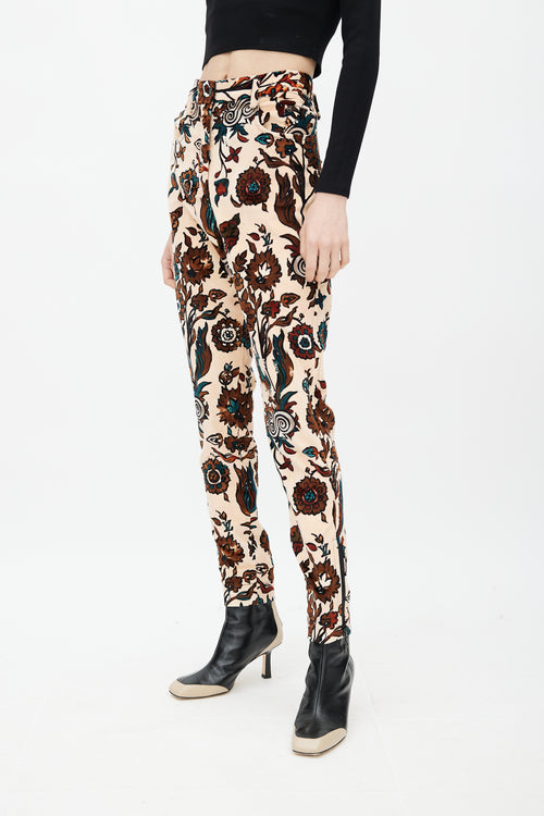 Louis Vuitton Fall 2014 Beige 
Multi Floral Velvet Trouser