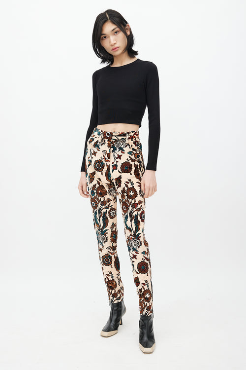 Louis Vuitton Fall 2014 Beige 
Multi Floral Velvet Trouser