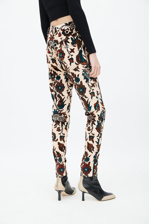 Louis Vuitton Fall 2014 Beige 
Multi Floral Velvet Trouser