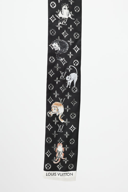 Louis Vuitton Black 
Multicolour Monogram Printed Neck Scarf