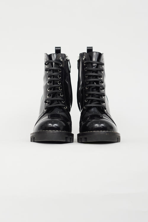 Louis Vuitton Black 
White Logo Star Trail Boot