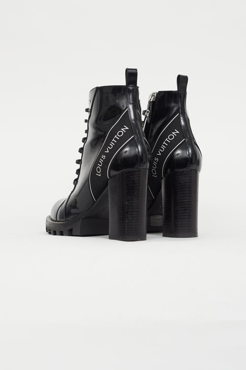 Louis Vuitton Black 
White Logo Star Trail Boot