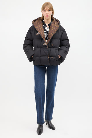 Louis Vuitton Black 
Brown Down Pillow Puffer Jacket