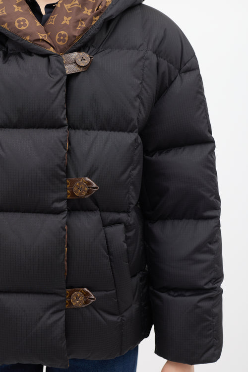 Louis Vuitton Black 
Brown Down Pillow Puffer Jacket