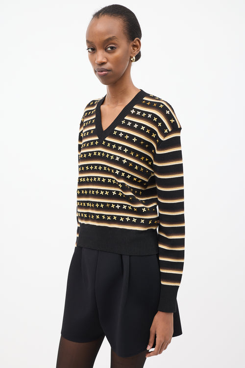 Wool Embellished Stripe Sweater