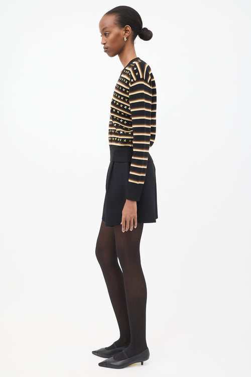 Black 
Multi Wool Embellished Stripe Sweater