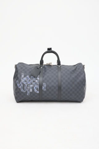 Louis Vuitton Black Damier Graphite Keepall Bandoulière 50 Duffle Bag