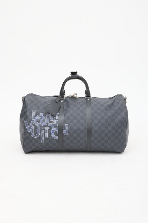 Louis Vuitton Black Damier Graphite Keepall Bandoulière 50 Duffle Bag