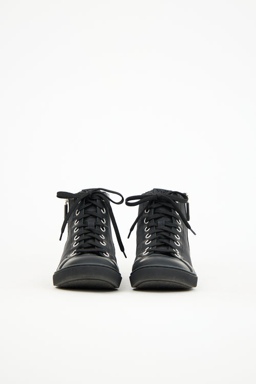 Louis Vuitton Black Nylon Damier Graphite High Top Sneaker