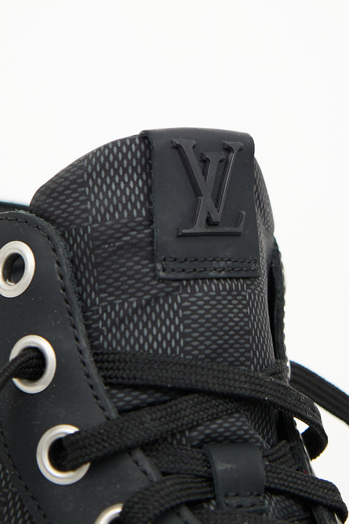 Louis Vuitton Black Nylon Damier Graphite High Top Sneaker