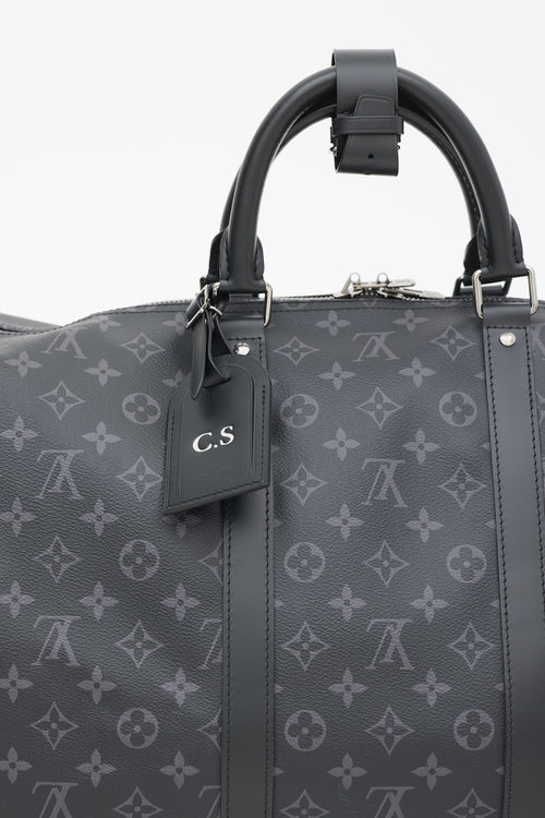 Louis Vuitton Black Eclipse Monogram Keepall Bandoulière 55 Duffle Bag