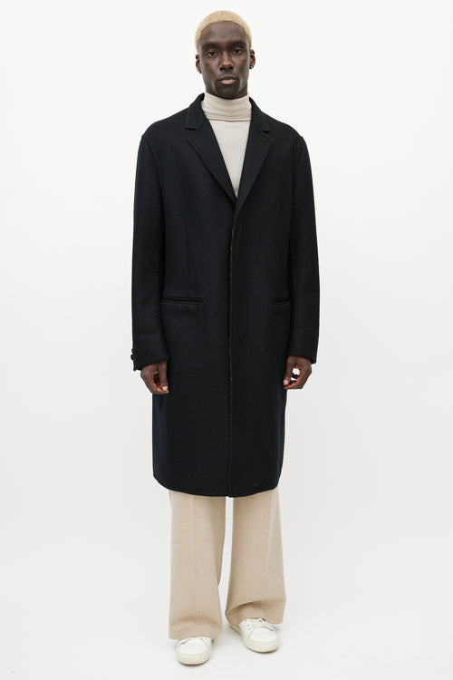 Louis Vuitton Black 
Grey Wool Monogram Coat