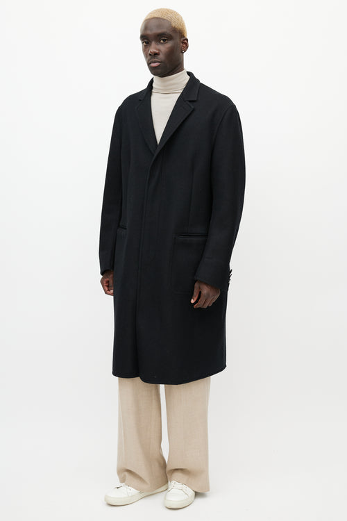 Louis Vuitton Black 
Grey Wool Monogram Coat