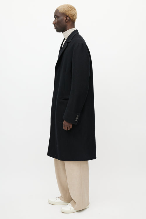 Louis Vuitton Black 
Grey Wool Monogram Coat