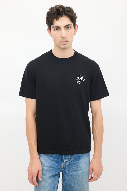 Louis Vuitton Black Knit Signature Short Sleeve T-Shirt