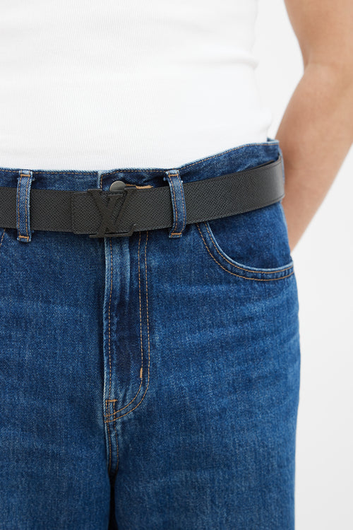 Louis Vuitton Black Leather Logo Belt