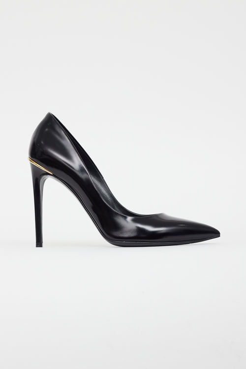 Louis Vuitton Black Leather Pointed Toe Pump