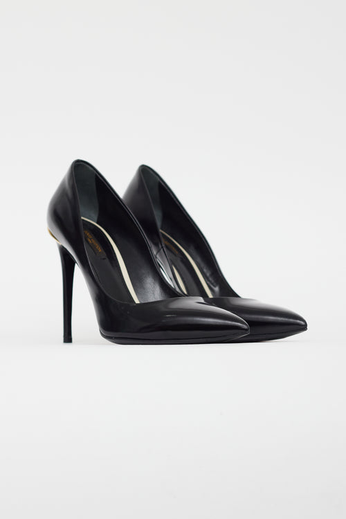 Louis Vuitton Black Leather Pointed Toe Pump