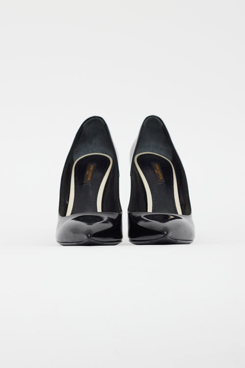 Louis Vuitton Black Leather Pointed Toe Pump