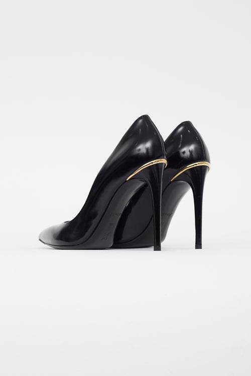 Louis Vuitton Black Leather Pointed Toe Pump