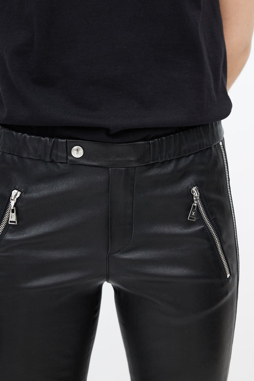 Louis Vuitton Black Leather Side Zip Pant