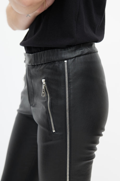 Louis Vuitton Black Leather Side Zip Pant