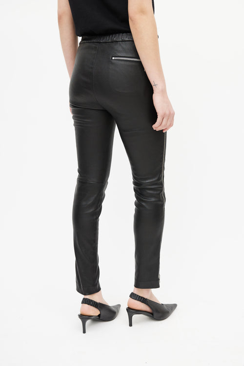 Louis Vuitton Black Leather Side Zip Pant