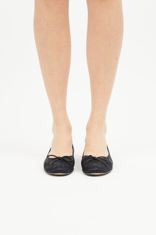 Louis Vuitton Black Satin Monogram Ballet Flat