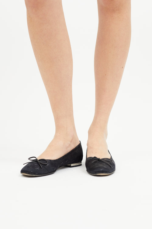 Louis Vuitton Black Satin Monogram Ballet Flat